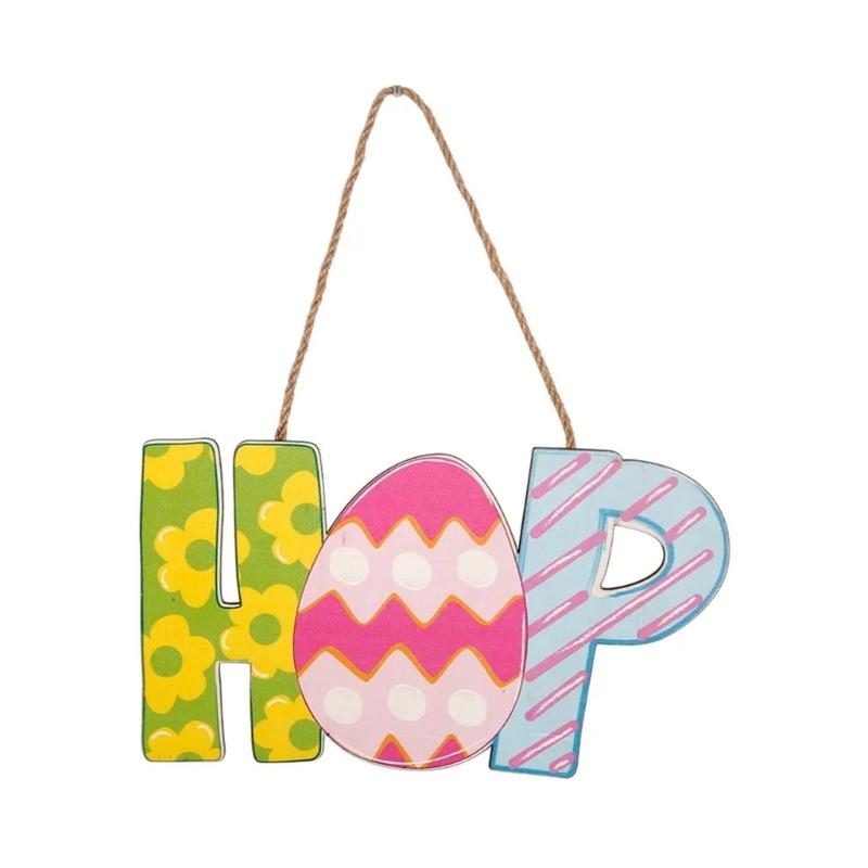 Hanging Sign Happy Easter Porch Welcome Sign for Door Wall Hanging Greetings Pendant Supplies Festival Adorment