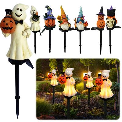 Outdoor Halloween Ghosts Pathway Light Waterproof Halloween Solar Pumpkin Stake Light for Garden Yard Lawn Party Decor
