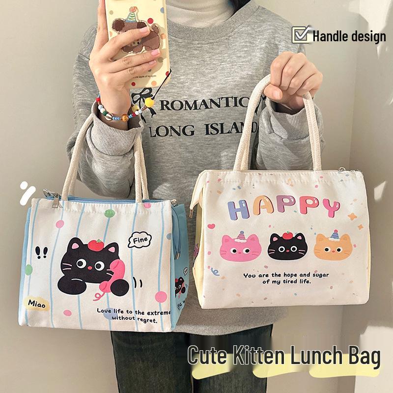 Large Capacity Insulated Cute Bento Lunch Bag for Office Workers & Students
