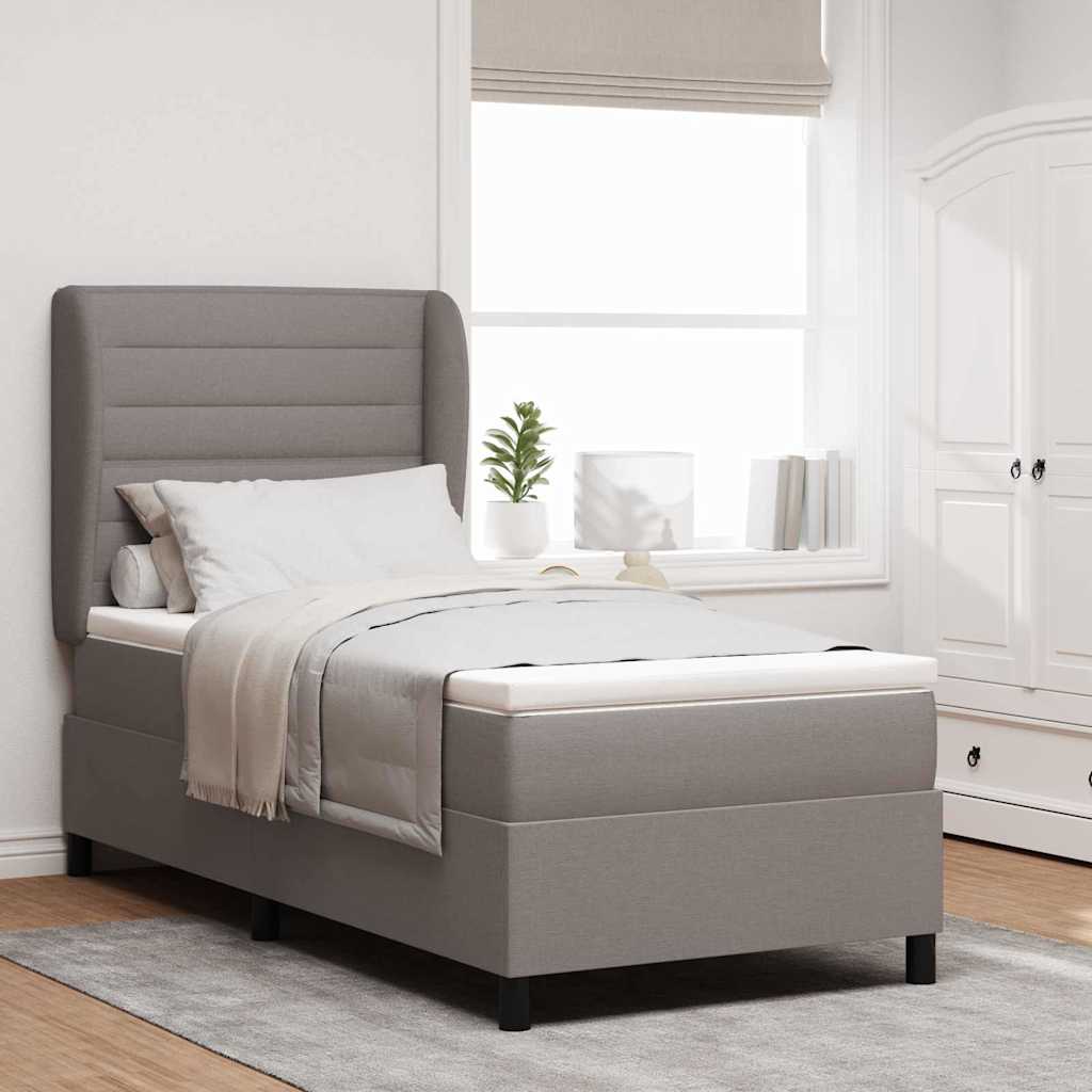 Box Spring Bed with Headboard Taupe 80 x 200 cm Fabric