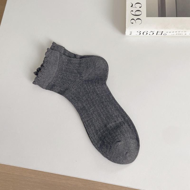 

5pair Hollow Mesh Short Tube Socks Women S Spring Summer Thin Ballet Style Solid Color Short Boat Socks Boneless Lace Socks Children One size fits all темно-серого