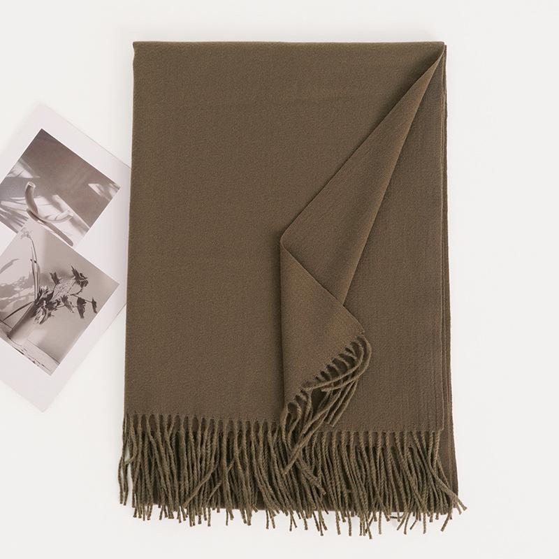 Cashmere Feel Solid Color Women's Imitation Cashmere Scarf 1116 Winter Atmosphere Korean Versatile Medium and Long Shawl Scarf