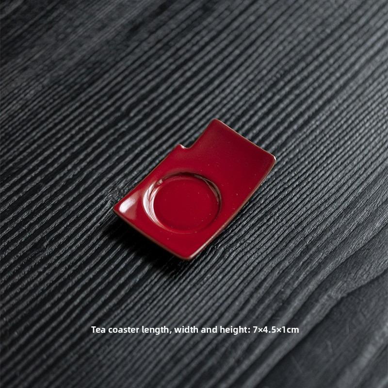 

Ceramic RedBrown Tea Coaster Set Heat Resistant Pad Candle Holder Base Chinese Style Cup Saucer Home Decor Tableware Accessories