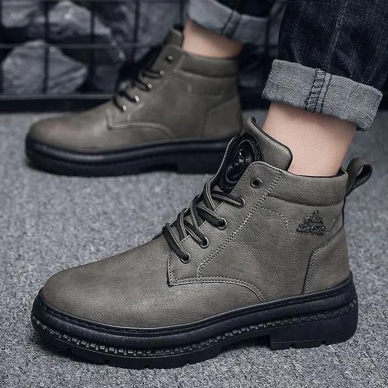 Fashion Trendy 2025 Male Shoes Leather Men's Boots Warm Winter Waterproof High Quality Classic Fashion Footwear Low Price Offers Cheap