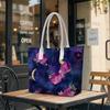 Purple Floral Moon Pattern Casual Tote Bag Fashion Portable Daily Carry Shoulder Bag