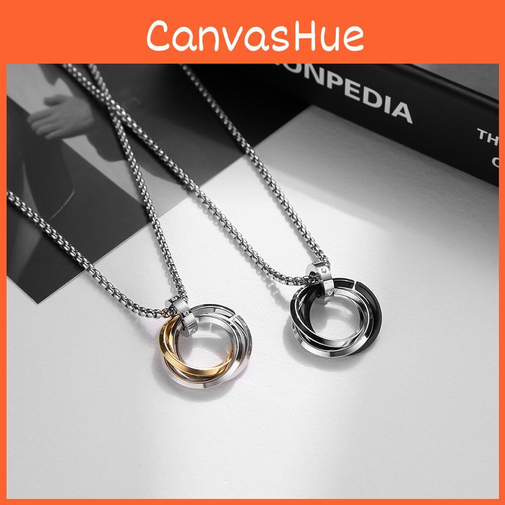 Unisex Titanium Steel Geometric Pendant Chain With Minimalist Design