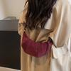 Solid Color Retro Shoulder Bag Women's Fashionable Simple Crossbody Bag Dumpling Bag Daily Commuting Armpit Bag Mobile Phone Bag Women Horn Bag