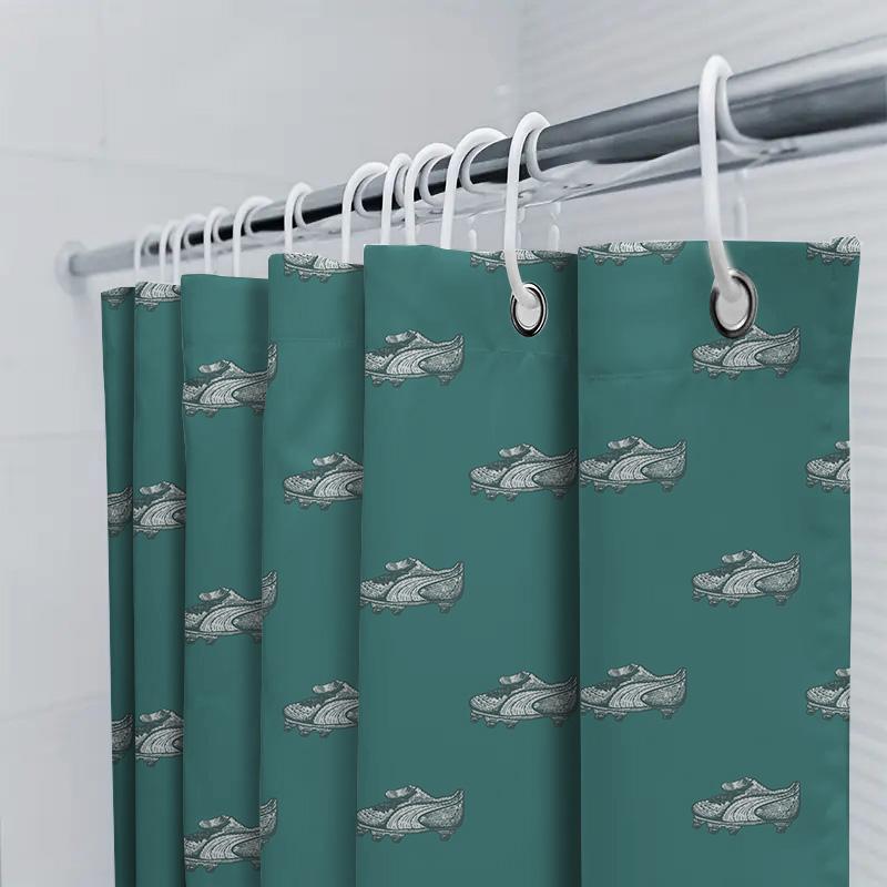 Green Shower Curtain With Skateboard Patternwaterproof Fabric For Bathroom Decor Perfect Gift Idea!