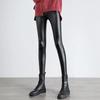 Women's High-Waisted PU Leather Pants with Velvet Lining, Slim Fit, Windproof & Waterproof, Perfect for Autumn/Winter.