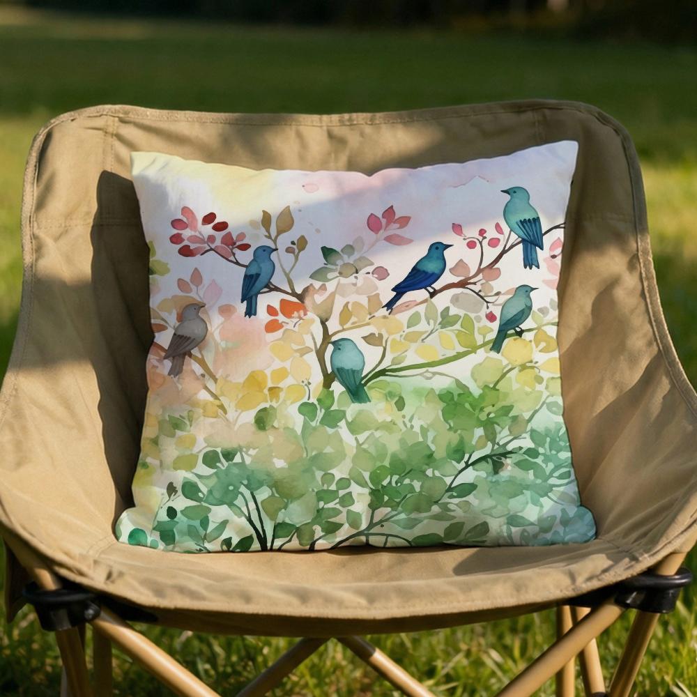 

Watercolor Birds Flowers Cushion Cover Soft Reversible Durable Pillow Cover MultiScene Use for Home Car Daily Comfort 30x30cm