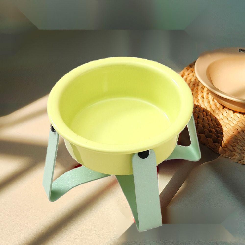 Ceramics Cat Feeding Bowl Iron Frame Protecting Drinking Water Bowl Creative Pet Bowl Feeder  Home