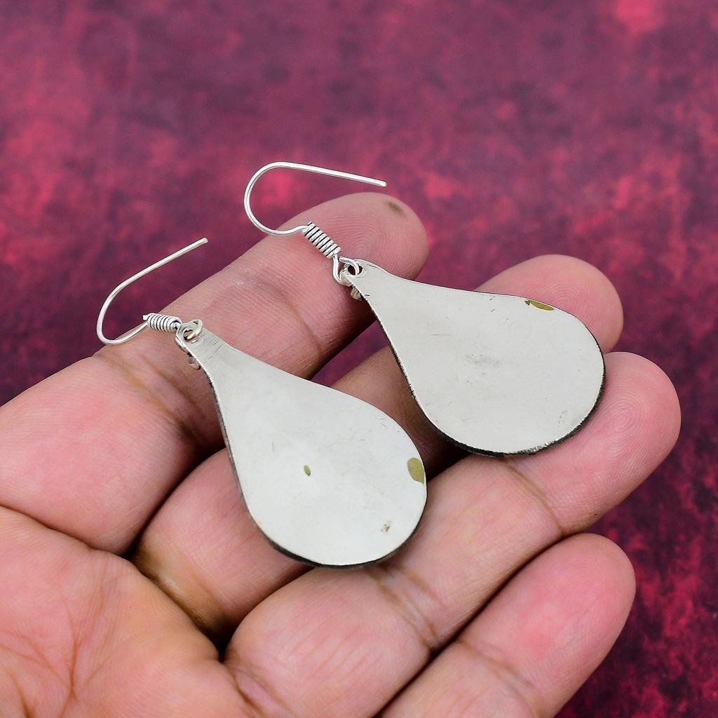 Turquoise 925 Solid Sterling Silver Earrings, Handmade Gemstone Nepali Earrings Jewelry, Gifts For Wife Brand New Earrings