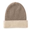 Women's 100% Pure Cashmere Color Block Ribbed Hat - Double Layer & Ear Protection