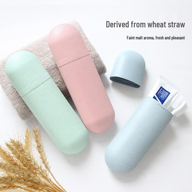 Portable Wheat Straw Toothbrush & Toothpaste Travel Case