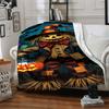 1pc Halloween Scarecrow Blanket Lightweight Flannel Blanket Throw Blanket For Sofa, Bed, Travel, Camping, Livingroom, Office, Couch, Chair, And Bed yy