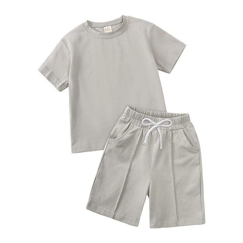 2026 Summer Boys' Casual T-shirt and Shorts Set - Loose Fit, Short-Sleeve for Toddlers and Kids (2-Piece Set)