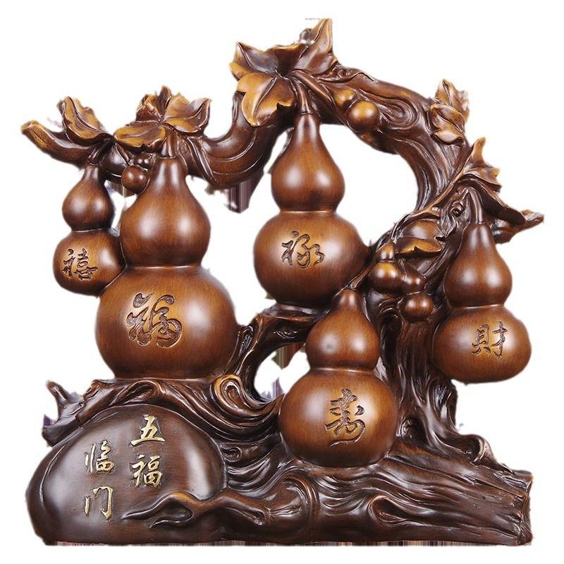Chinesische Reichtum anziehen Kürbis Fengshui Harz Ornamente Zuhause Wohnzimmer Glücksbringende Dekorationsartikel Büro Schreibtisch Maskottchen Zubehör Kunst