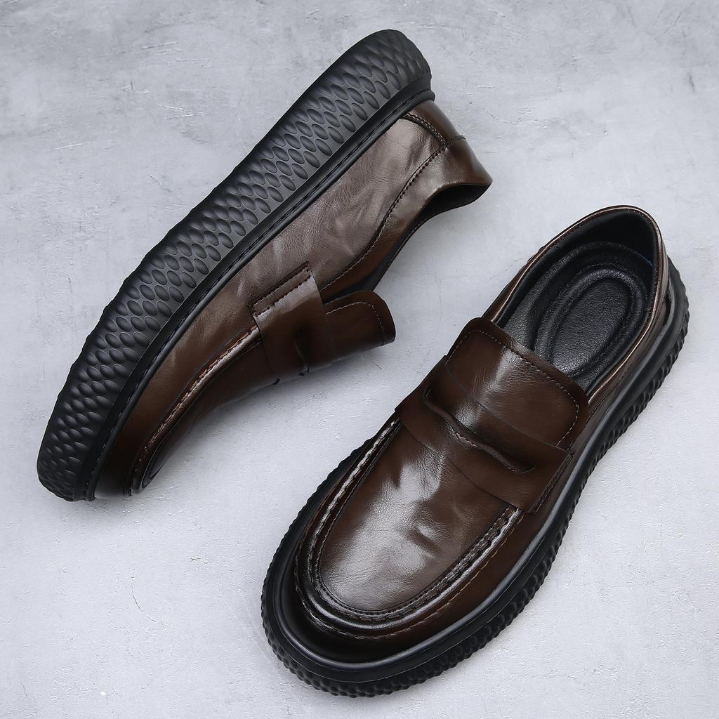 Spring Autumn New Designer Business Casual Shoes for Men Fashion Casual Cow Leather Shoe Male British Style Platform Loafers Man