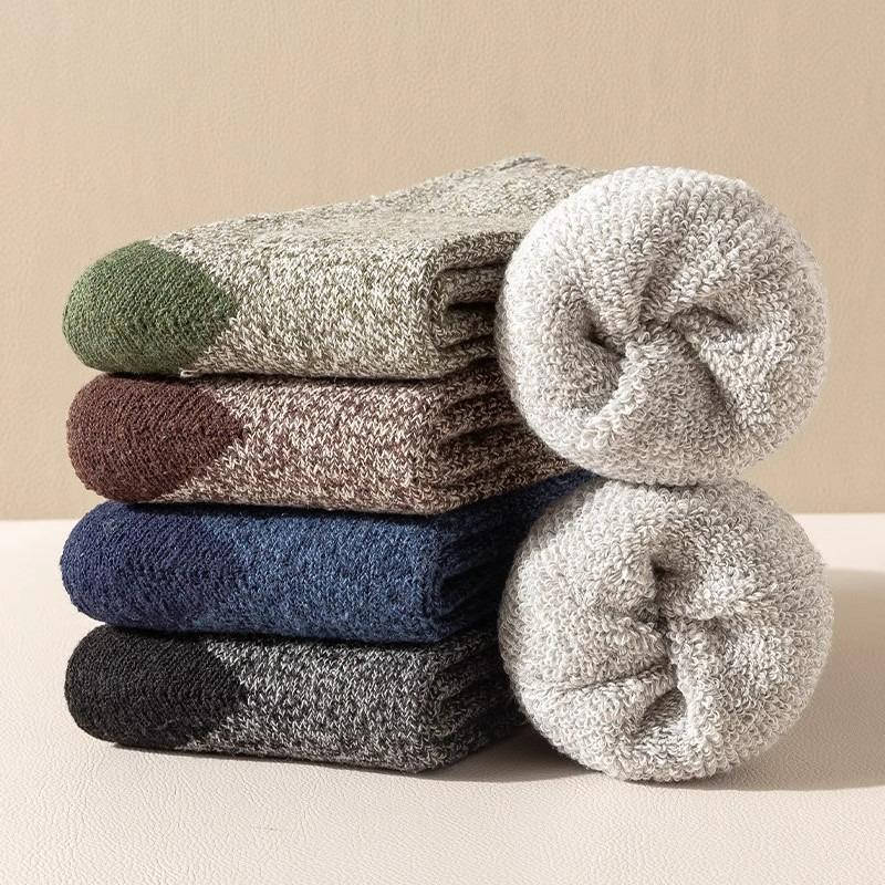 5Pairs Men's Thermal Winter Socks Thickened Mid-Calf Crew Socks Warm Comfortable Long Sock Outdoor Climbing Cold Weather Sox