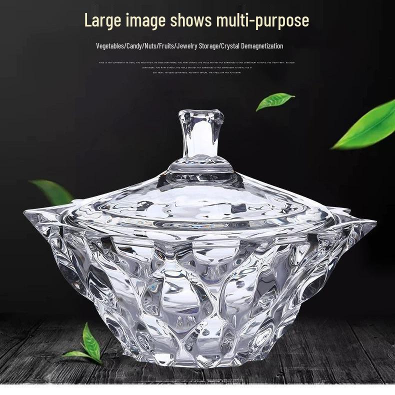 Light Luxury Crystal Glass Fruit Bowl & Storage Jar for Coffee Table
