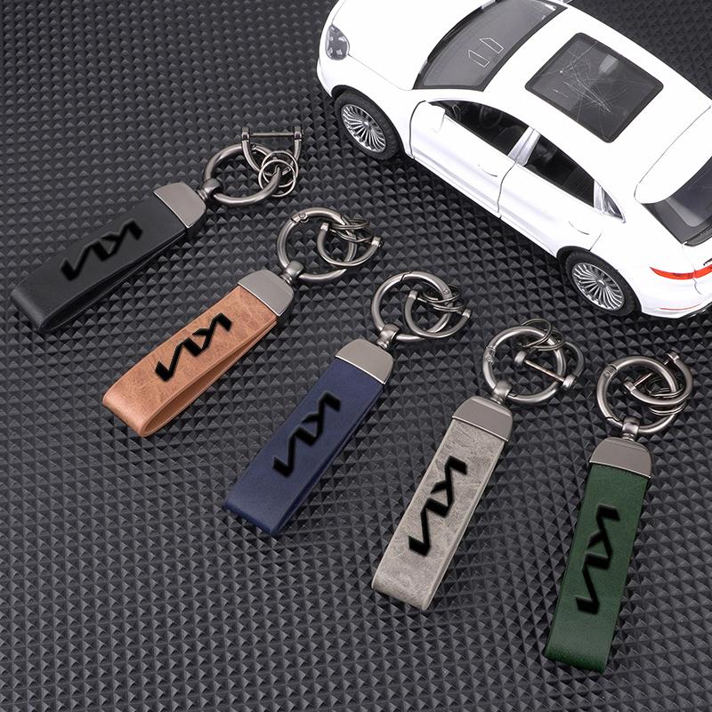 ISFR5 New Metal Leather Car Keyring Keychain Anti-Loss Key Ring For KIA Ceed Sportage Rio Proceed K5 Optima Sedona Forte Cerato Venga