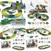 Explore The 144pcs Dinosaur Dino World Kid Flexible Race Car Track Play Set