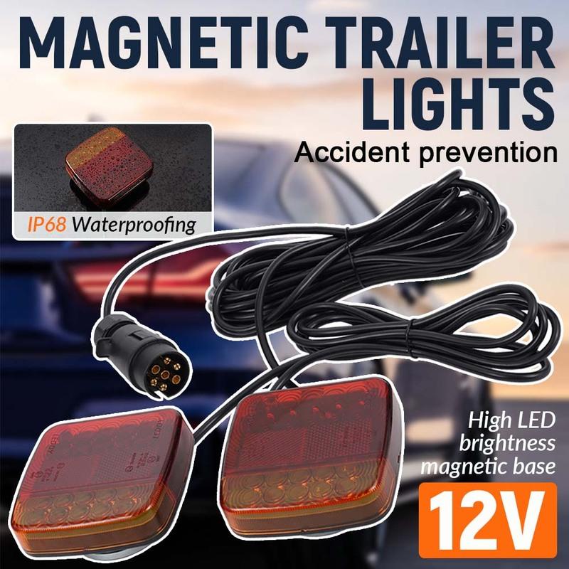 12V Magnetic LED Trailer Light Kit Universal Rear Towing Trailer Tail Light Waterproof EU 7-Pin Trailer Brake Turn Signal Lamps