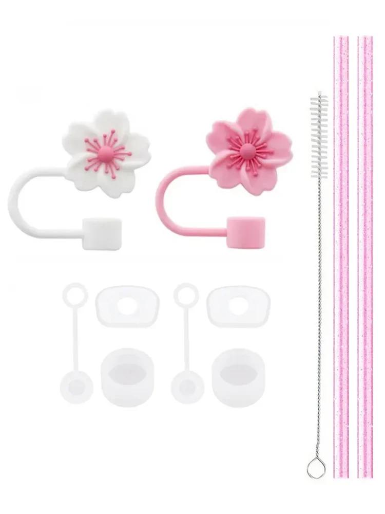 Set di 11 Pezzi di Accessori per Stanley Cup Tappo in Silicone Anti-Sversamento Copri Cannuccia Tappo Cannuccia Riutilizzabile 1 Spazzola per Pulizia 40oz 30oz