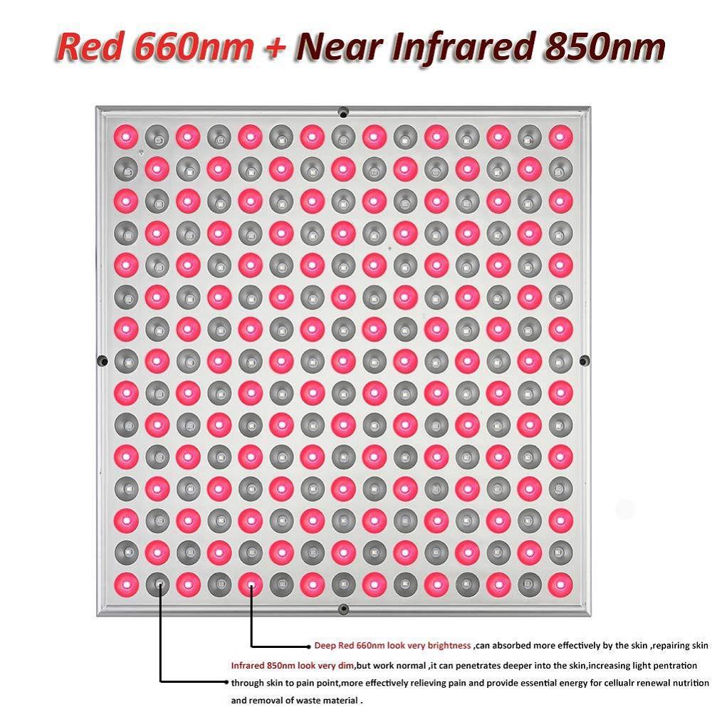 225LED Red Led Light Therapy Deep Red 660nm and Near Infrared 850nm Led Light for Full Body Skin and Pain Relie 45W 12*12 Inches