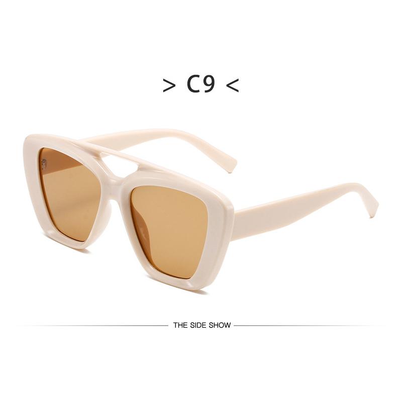 Trend In Big Square Frame Glasses for Women Double Bridge Sunglasses Men Ultraviolet Uv400 Yellow Vintage Style Fishing Outdoor
