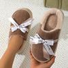 Fashion Bow Casual Women's Slippers Home Plush Luxury Designer Woman Shoes Winter Indoor Fuzzy Fur Slides Flats Elegant Footwear Soft