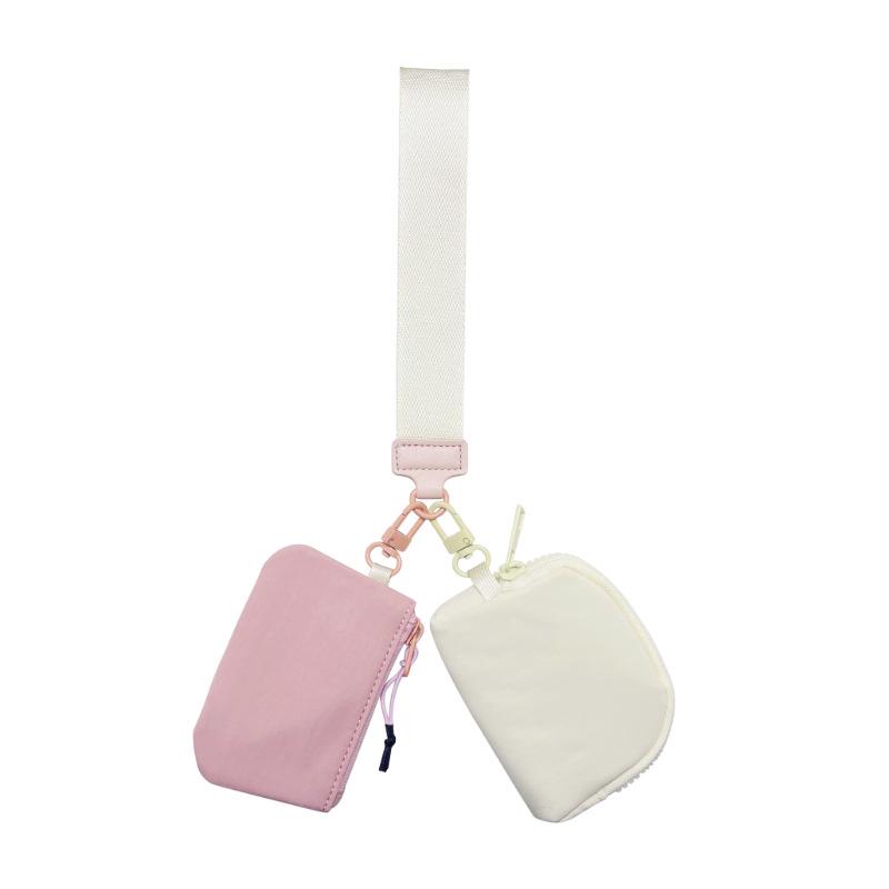 Lulu Multifunctional Waterproof Nylon Wrist Bag: Stylish Double-Pocket Coin, Card Purse & Key Chain.