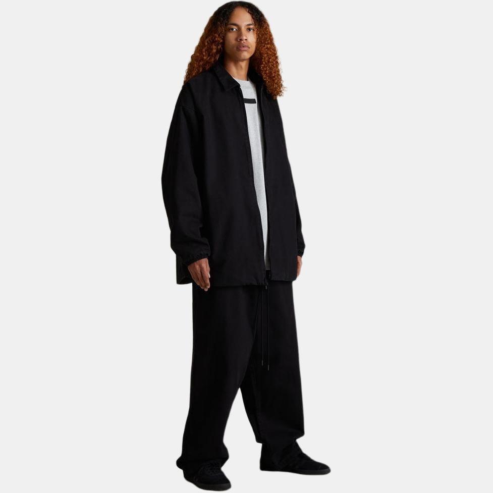 Fear of God Essentials SS24 Denim Filled Shirt Jacket 'Overdye Black Denim' Men's 202SP244591F