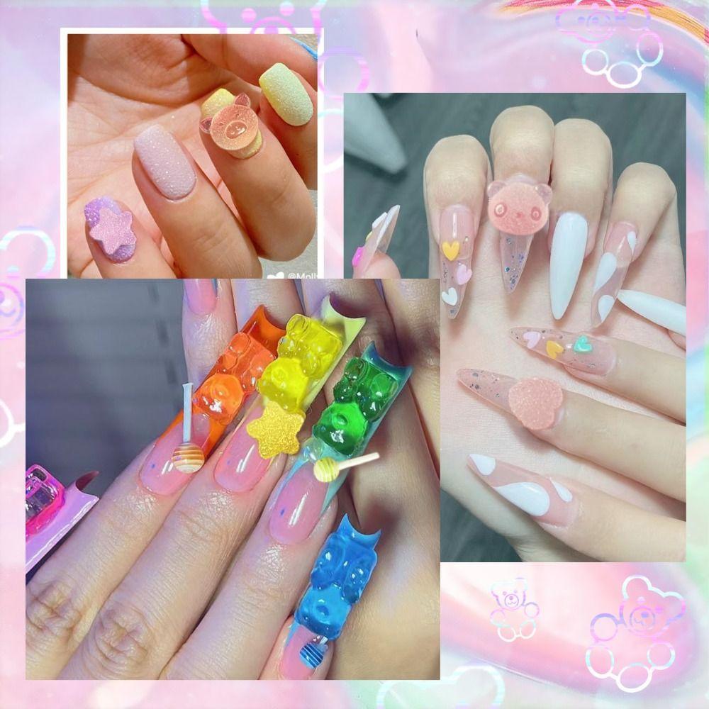 Lollipop Bead Butterfly Nail Art Decorations Flowers Candy Nail Accessories  DIY Manicure