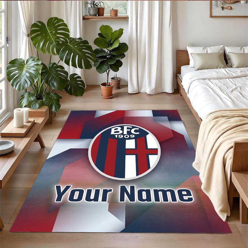 Crystal Velvet Rug Custom Name Text, Soft Non Slip Floor Mat Home DecorBologna FC