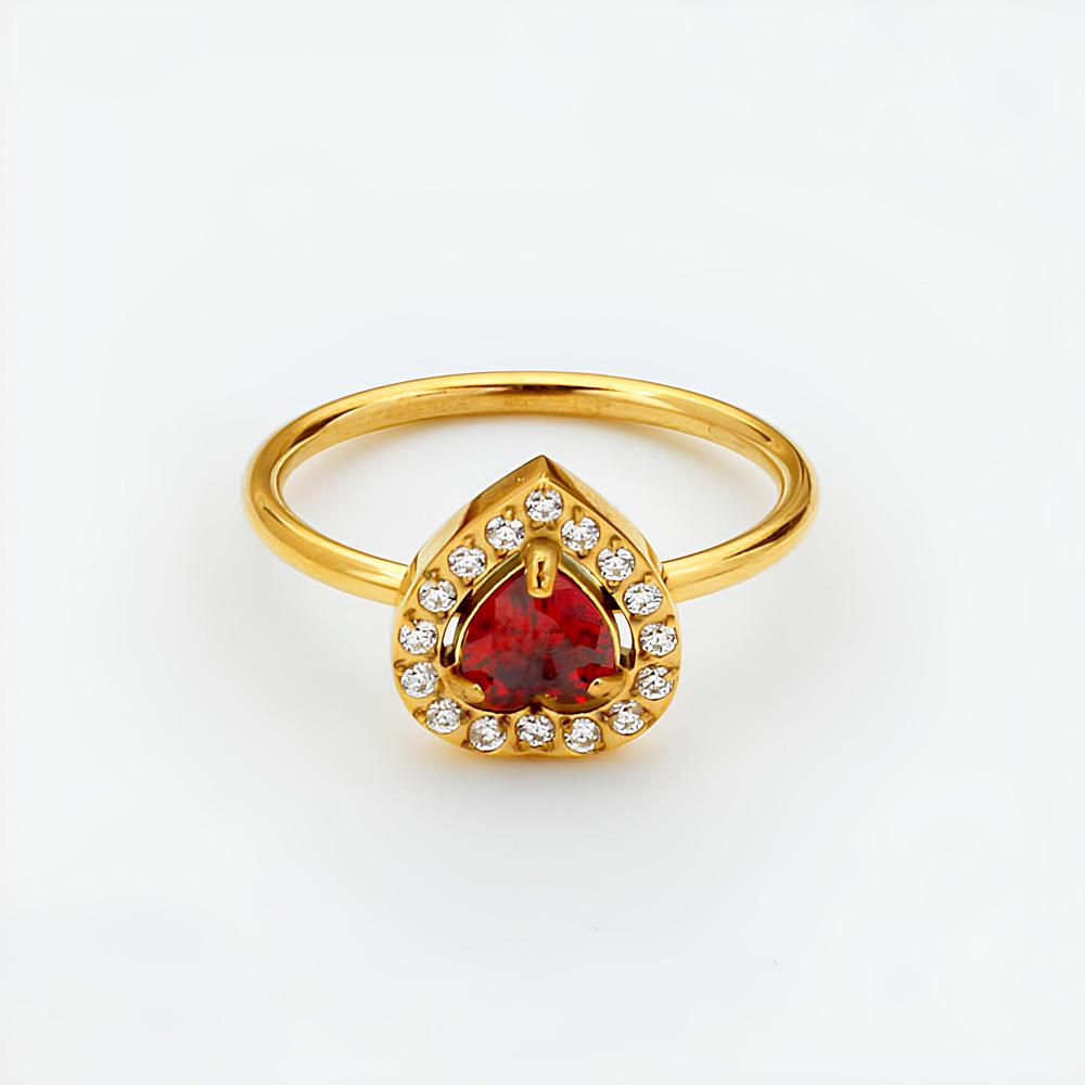 Luxury French Design Heart Rings With AAA+ Cubic Zirconia Elegant 18K Gold Plated Stainless Steel Jewelry Gift Not Fade