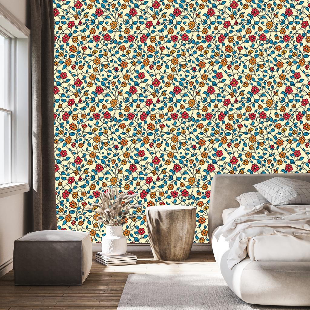 Beige and Cream Flowers Wallpaper for Living Room and Bedroom 50x1000