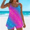 Women's Swimwear Tankini 2 Piece Swimsuit  Trendy Texture Printing  Plant Print Vacation Bathing Suits