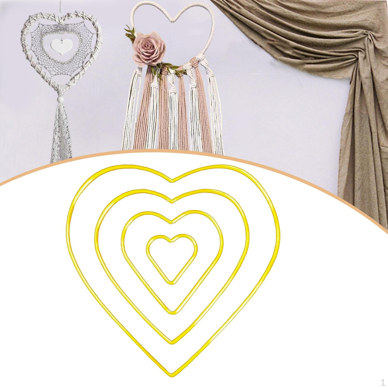 

4 шт. Кольца макраме, рукодельные обручи, металлические рамки для цветочного венка в форме сердца для рукоделия, DIY, ручной работы