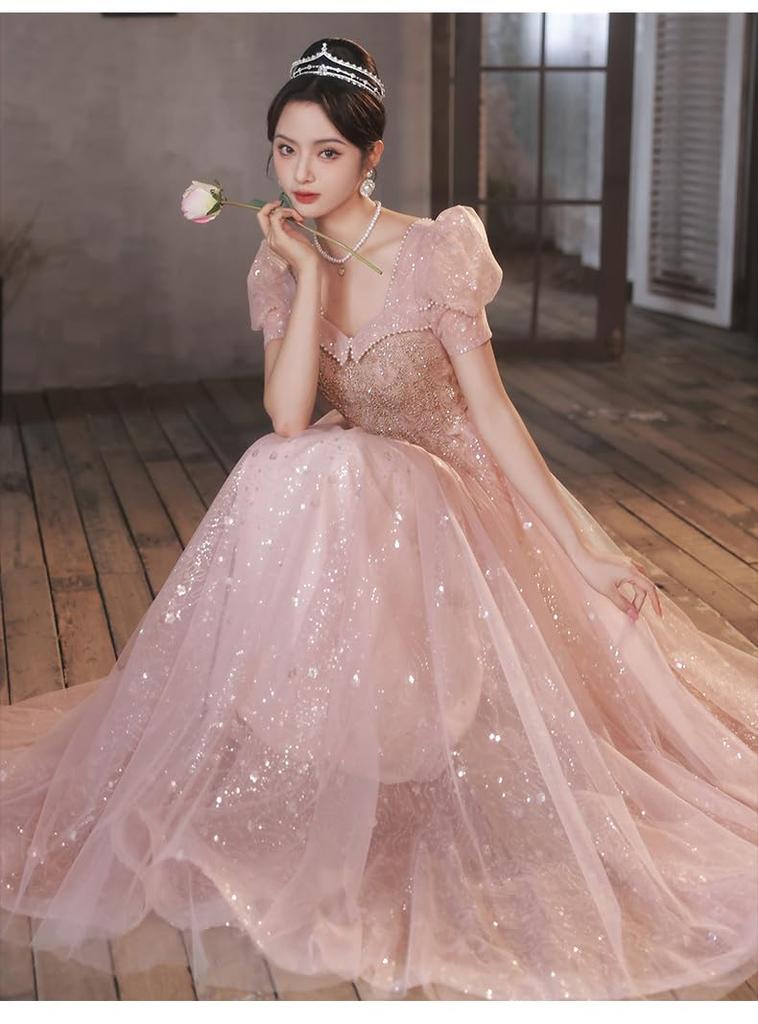 Colored Wedding Wedding Long Dress for Cocktail Party Large Size [Namie] Dress, Dress, Concerts, Dress, Bride, Dress, Wedding, Recital, (XXL, Pink)