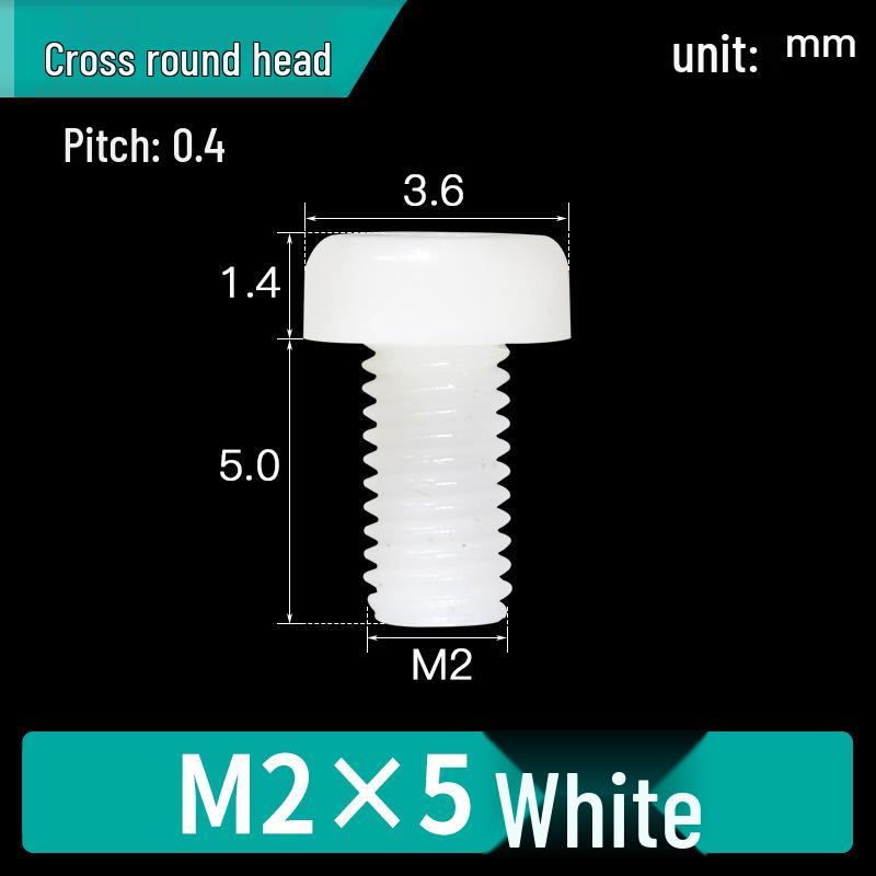 Vite in Nylon PA66 a Testa Tonda - M2, M3, M4, M5, M6, M8 Bullone di Fissaggio in Plastica