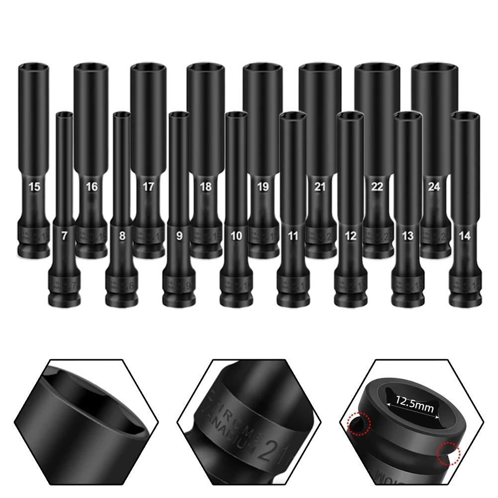 1/2 Drive Wrench Hex Head 8-24mm Adapter Spanner Converter Deep Impact Socket Tire Removal Tools