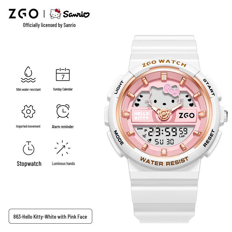 ZGO Sanrio Кролишка Синнаморолл Студенческие Спортивные Часы для Женщин и Подростков - Водонепроницаемые Многофункциональные Наручные Часы
