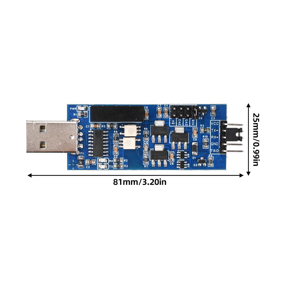 CH340 Opto-Isolated USB To TTL Serial Module 4-Level 5V/3.3V/2.5V/1.8V High Compatibility Stable Programming for Industrial