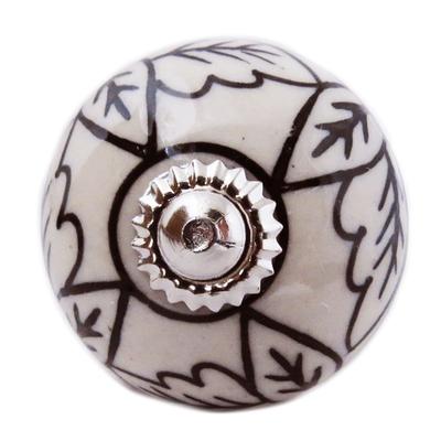 [A3134] - Ceramic Furniture Knob 'Boho' Gray Black Silver - 60x40 Mm