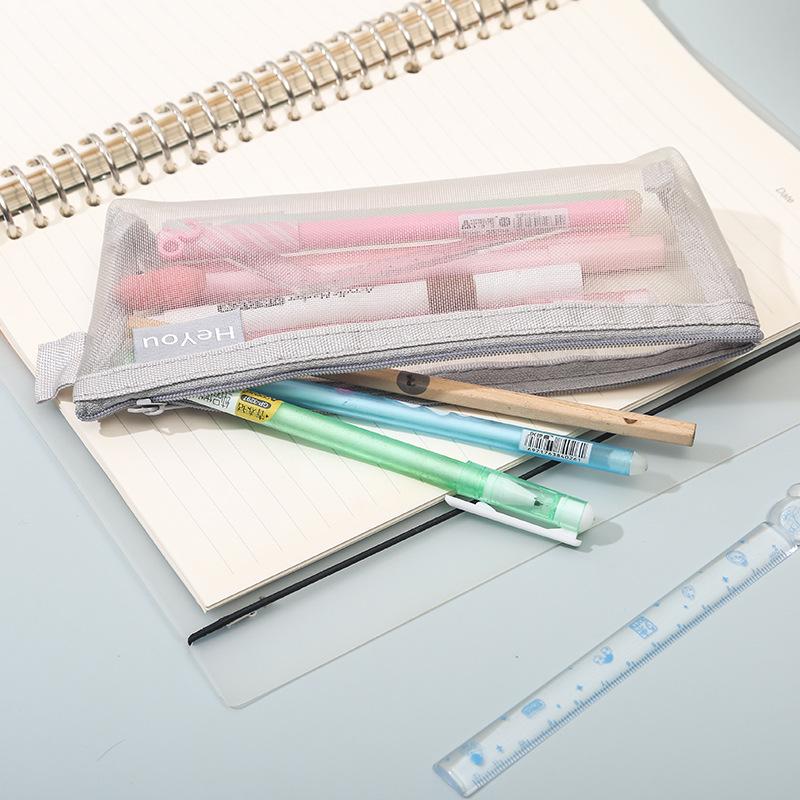 Große durchsichtige Netz-Federtasche für Schüler - Tragbar und ideal für Prüfungen