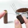 Stainless Steel Espresso Stirrer 6 Pin 0.4mm Espresso Dispensing Tool with Natural Solid Wood Handle and Stand, Rosewood/Ebony