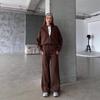 2025 Winter Plus Velvet Women's Solid Color Hoodie & Pants Set - Japanese Korean Casual Style
