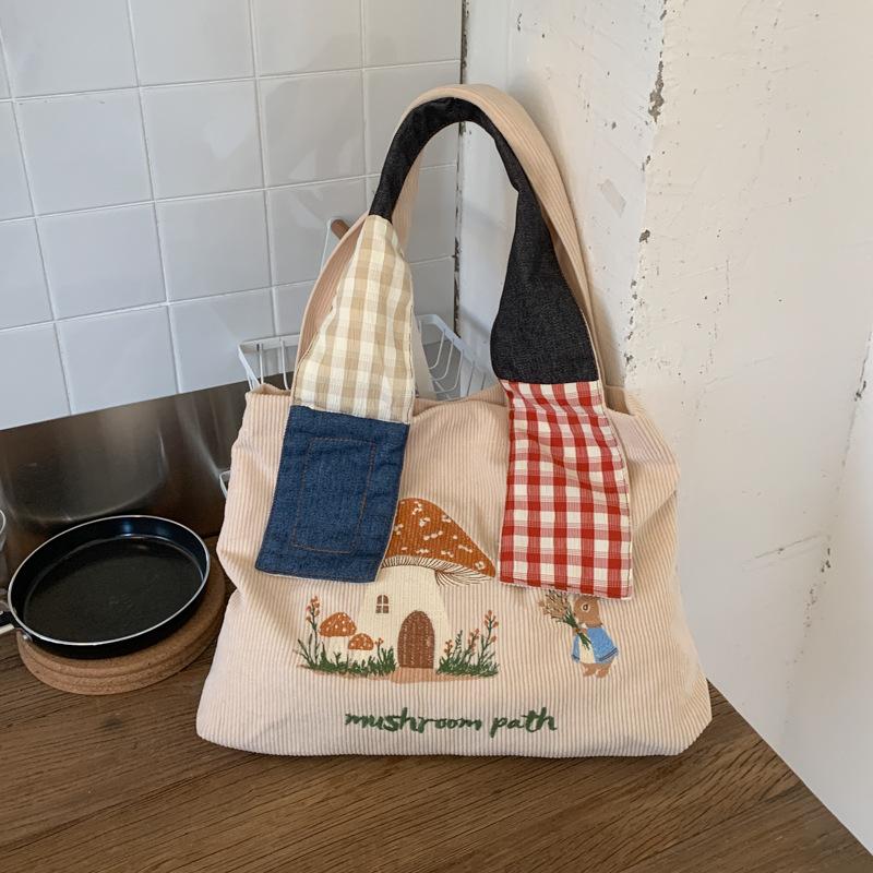 Cute Cartoon Tote Bag Women's New Embroidered Armpit Bag 2025 Autumn and Winter Versatile Fashion Large Capacity Shoulder Bag