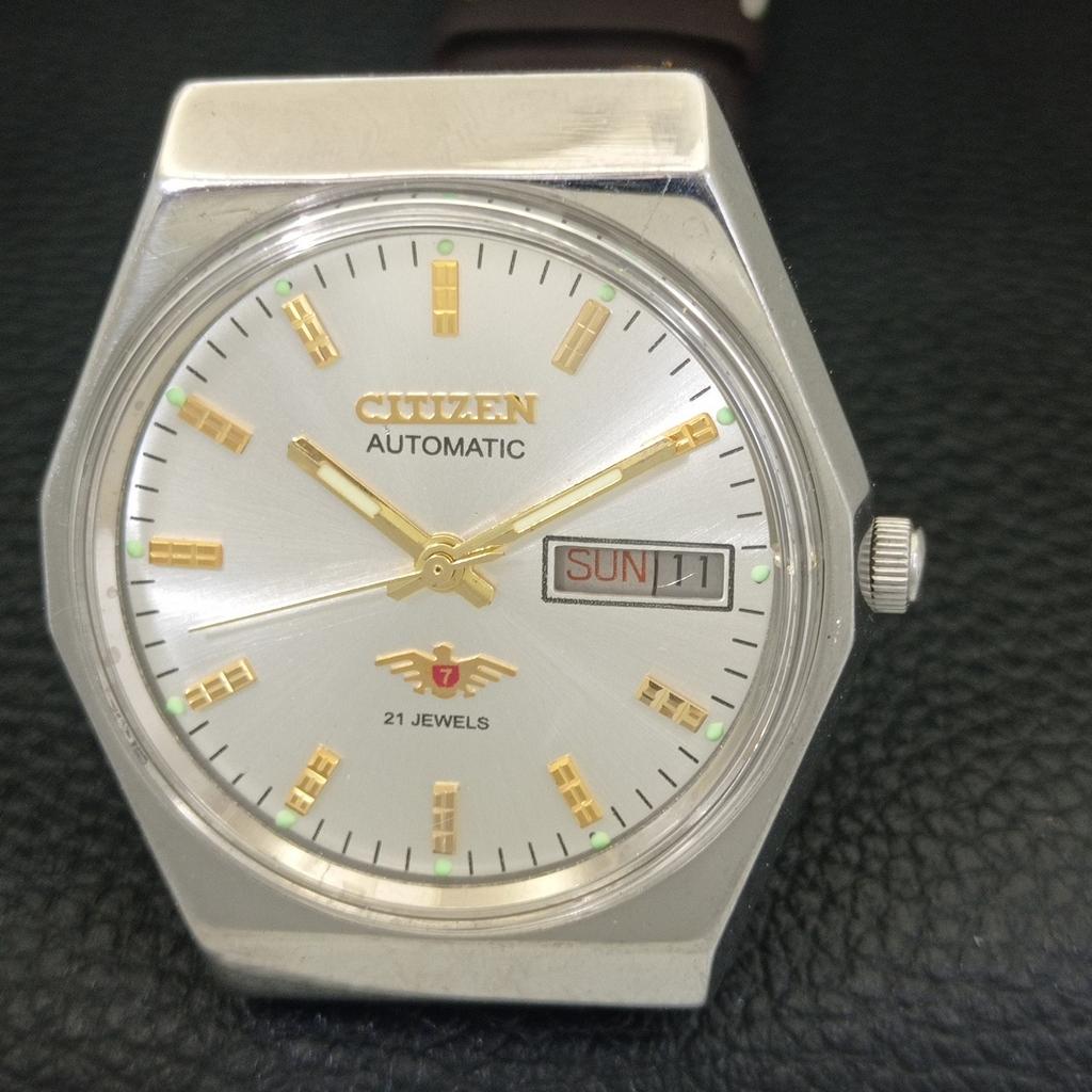 Citizen AUTOMATIC 8200 VINTAGE JAPAN MENS SILVER COLOR DIAL WATCH A702764-1 R210-a702764